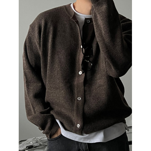 SSUMENAM「老錢風 針織開衫」高級感毛衣男秋冬季保暖棕色外套