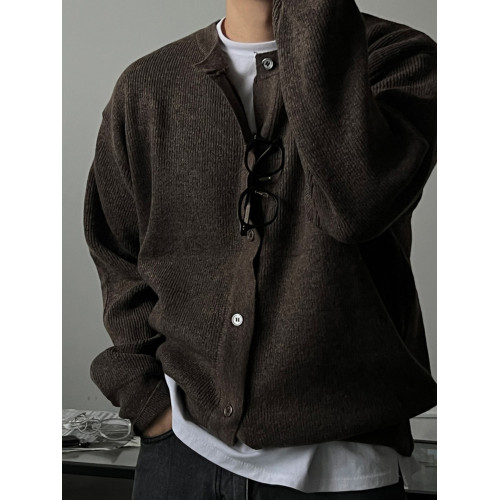 SSUMENAM「老錢風 針織開衫」高級感毛衣男秋冬季保暖棕色外套