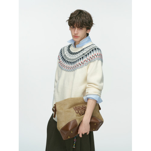 Dream made 費爾島聖誕提花毛衣男款秋冬季情侶老錢風男生針織衫