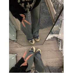 軟糯提花字母復古毛衣秋冬水貂毛黑色慵懶風圓領針織衫女寬松上衣