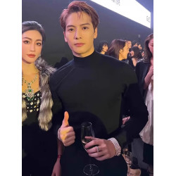 王嘉爾同款半高領長袖針織衫毛衣男春秋黑色修身內搭打底衫男上衣