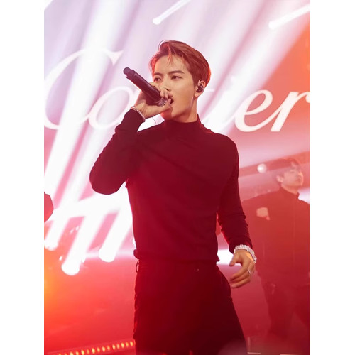 王嘉爾同款半高領長袖針織衫毛衣男春秋黑色修身內搭打底衫男上衣