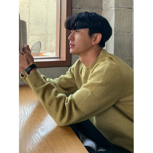 春秋新款針織衫長袖韓版潮流個性純色圓領毛衣男寬鬆休閒外套百搭