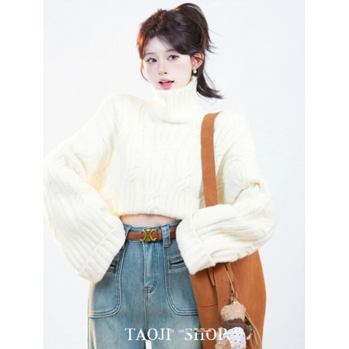 甜美減齡軟糯麻花高領毛衣冬季韓系高級感加厚內搭外穿針織衫上衣 甜美減齡軟糯麻花高領毛衣冬季韓系高級感加厚內搭外穿針織衫上衣