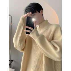 秋冬半拉鍊毛衣男套頭半高領休閒潮牌日系港風百搭學生針織衫外套