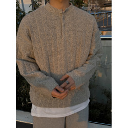 慵嬾風亨利領毛衣男秋冬季新款高級感穿搭韓版寬鬆套頭針織衫外套