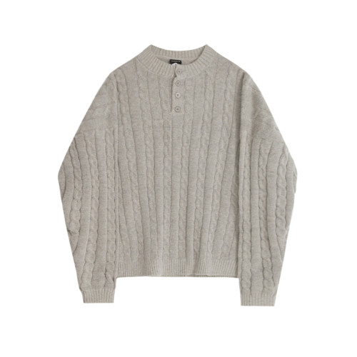 慵嬾風亨利領毛衣男秋冬季新款高級感穿搭韓版寬鬆套頭針織衫外套