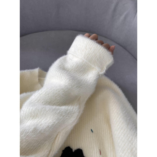 聖誕立體小貓刺綉毛衣2024秋冬季新款女裝短款針織衫寬鬆長袖上衣