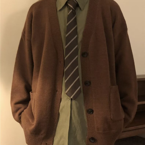 四件裝/單件秋冬日系復古純色開衫毛衣男女學院風軟糯針織衫外套 四件裝/單件秋冬日系復古純色開衫毛衣男女學院風軟糯針織衫外套