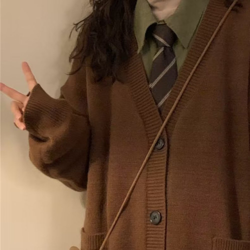 四件裝/單件秋冬日系復古純色開衫毛衣男女學院風軟糯針織衫外套 四件裝/單件秋冬日系復古純色開衫毛衣男女學院風軟糯針織衫外套