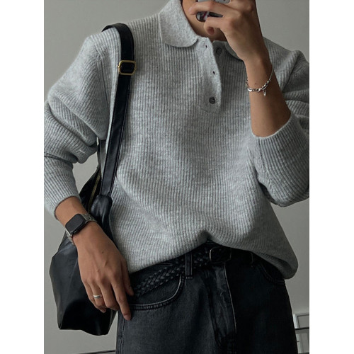 SSUMENAM「紋理感 老錢風」翻領POLO毛衣男秋季寬松休閒針織衫 SSUMENAM「紋理感 老錢風」翻領POLO毛衣男秋季寬松休閒針織衫