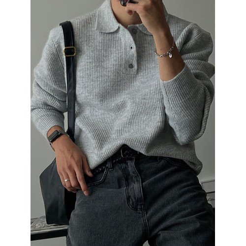 SSUMENAM「紋理感 老錢風」翻領POLO毛衣男秋季寬松休閒針織衫 SSUMENAM「紋理感 老錢風」翻領POLO毛衣男秋季寬松休閒針織衫