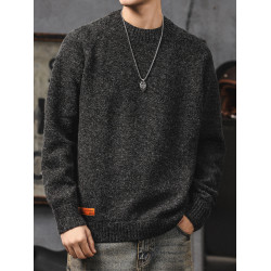 美式復古毛衣男冬季高級感寬松加厚圓領針織衫慵懶風休閒男士外套