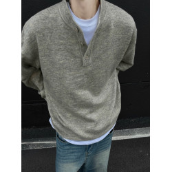 美式cleanfit亨利領毛衣男款冬季內搭上衣痞帥長袖男士打底針織衫