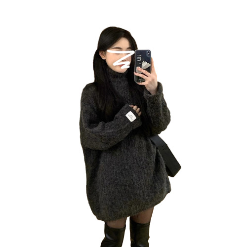 韓系高領毛衣女秋冬2025新款爆款加厚軟糯慵懶寬松休閒中長款上衣 韓系高領毛衣女秋冬2025新款爆款加厚軟糯慵懶寬松休閒中長款上衣
