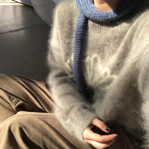 韓系軟糯雛菊提花毛衣女秋冬季新款慵懶風寬松防水貂絨圓領針織衫 韓系軟糯雛菊提花毛衣女秋冬季新款慵懶風寬松防水貂絨圓領針織衫