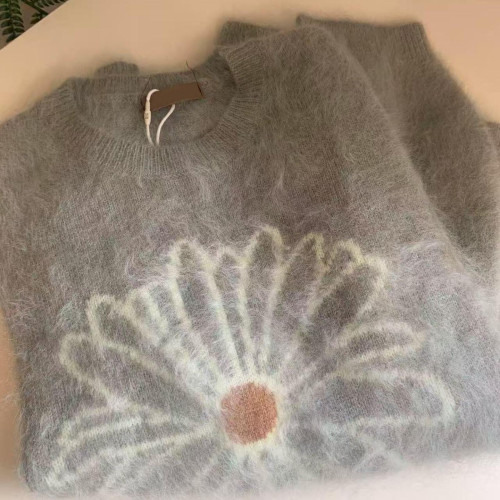 韓系軟糯雛菊提花毛衣女秋冬季新款慵懶風寬松防水貂絨圓領針織衫 韓系軟糯雛菊提花毛衣女秋冬季新款慵懶風寬松防水貂絨圓領針織衫