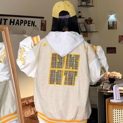 美式復古撞色刺綉棒球服女春季新款國潮寬松oversize百搭外套夾克 美式復古撞色刺綉棒球服女春季新款國潮寬松oversize百搭外套夾克