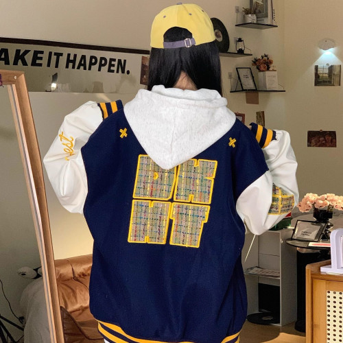 美式復古撞色刺綉棒球服女春季新款國潮寬松oversize百搭外套夾克 美式復古撞色刺綉棒球服女春季新款國潮寬松oversize百搭外套夾克