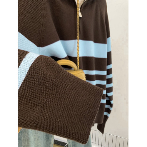 條紋半拉鍊翻領套頭毛衣外套女秋冬2025新款慵懶風外穿羊毛針織衫 條紋半拉鍊翻領套頭毛衣外套女秋冬2025新款慵懶風外穿羊毛針織衫