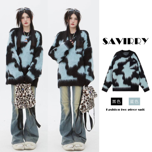 馬海毛毛衣女款慵懶高級感早秋穿搭寬松上衣chic韓系2025秋季新款 馬海毛毛衣女款慵懶高級感早秋穿搭寬松上衣chic韓系2025秋季新款