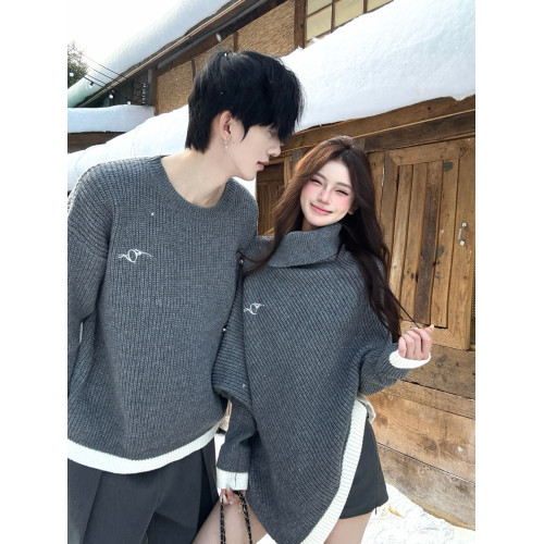 小衆設計感情侶裝毛衣秋冬cleanfit高領不規則氣質鬭篷針織衫外套 小衆設計感情侶裝毛衣秋冬cleanfit高領不規則氣質鬭篷針織衫外套