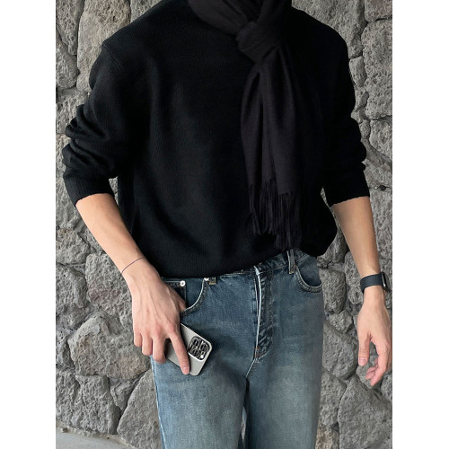 卡其色毛衣男士秋冬內搭圓領針織長袖打底衫復古寬松慵懶加厚上衣 卡其色毛衣男士秋冬內搭圓領針織長袖打底衫復古寬松慵懶加厚上衣