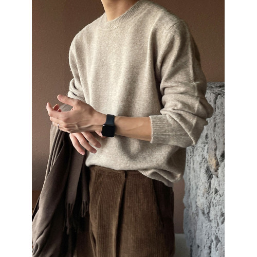 卡其色毛衣男士秋冬內搭圓領針織長袖打底衫復古寬松慵懶加厚上衣 卡其色毛衣男士秋冬內搭圓領針織長袖打底衫復古寬松慵懶加厚上衣