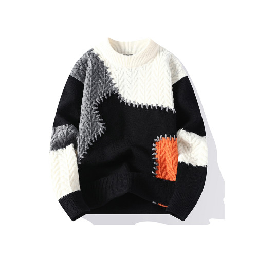 潮牌毛衣男學生線衣寬松圓領針織衫胖男孩帥氣秋冬裝青少年上衣服 潮牌毛衣男學生線衣寬松圓領針織衫胖男孩帥氣秋冬裝青少年上衣服