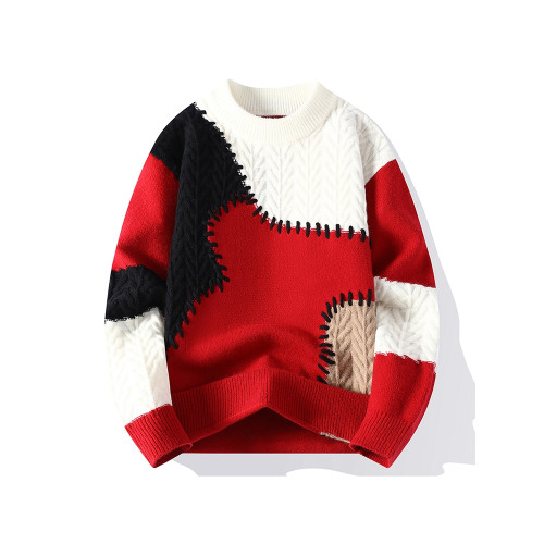 潮牌毛衣男學生線衣寬松圓領針織衫胖男孩帥氣秋冬裝青少年上衣服 潮牌毛衣男學生線衣寬松圓領針織衫胖男孩帥氣秋冬裝青少年上衣服