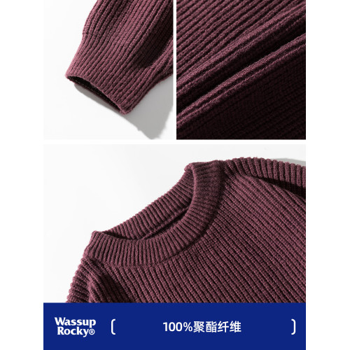 WASSUP ROCKY復古純色百搭圓領毛衣打底衫男秋冬季保暖針織衫外套 WASSUP ROCKY復古純色百搭圓領毛衣打底衫男秋冬季保暖針織衫外套