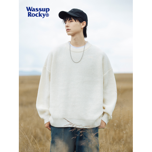 WASSUP ROCKY復古純色百搭圓領毛衣打底衫男秋冬季保暖針織衫外套 WASSUP ROCKY復古純色百搭圓領毛衣打底衫男秋冬季保暖針織衫外套