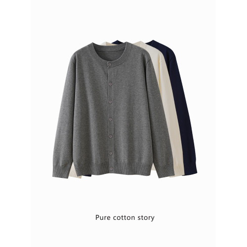 男裝開衫 100%全棉 圓領針織衫男士針織開衫 薄款毛衣外套 寬松 男裝開衫 100%全棉 圓領針織衫男士針織開衫 薄款毛衣外套 寬松