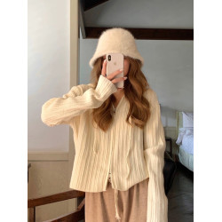 韓系chic別致雙拉鍊連帽針織開衫女春秋季高級感短款毛衣外套上衣