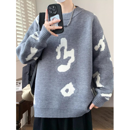 圓領毛衣男款秋冬季新款休閒提花針織衫青少年時尚保暖內搭打底衫 圓領毛衣男款秋冬季新款休閒提花針織衫青少年時尚保暖內搭打底衫