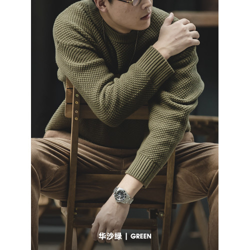 馬登工裝美式復古重磅菠蘿紋毛衣加厚圓領內搭慵懶針織衫男衣秋 馬登工裝美式復古重磅菠蘿紋毛衣加厚圓領內搭慵懶針織衫男衣秋