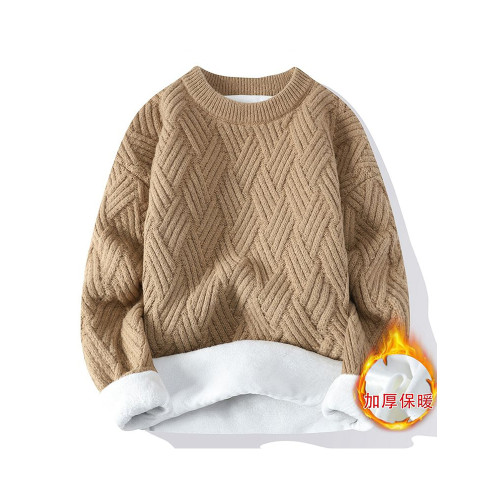 米白色加厚毛衣女秋冬圓領慵懶寬松小個子2025新款冬季加絨上衣女 米白色加厚毛衣女秋冬圓領慵懶寬松小個子2025新款冬季加絨上衣女