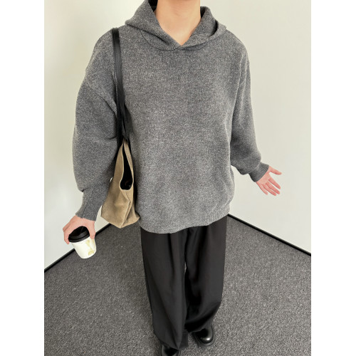 DAZO 軟糯親膚羊毛混紡套頭連帽針織衫中性風百搭松弛感毛衣寬松 DAZO 軟糯親膚羊毛混紡套頭連帽針織衫中性風百搭松弛感毛衣寬松