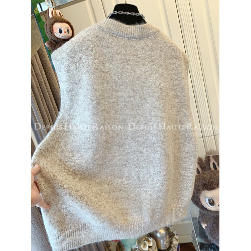 DHR 高級感花紗針織衫毛衣馬甲背心寬鬆曡搭外套上衣女裝秋冬新款