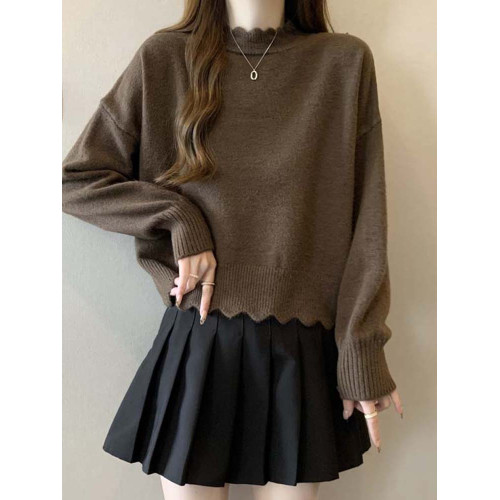 米白色半高領毛衣女秋冬中領針織打底衫洋氣內搭寬松顯瘦短款上衣 米白色半高領毛衣女秋冬中領針織打底衫洋氣內搭寬松顯瘦短款上衣