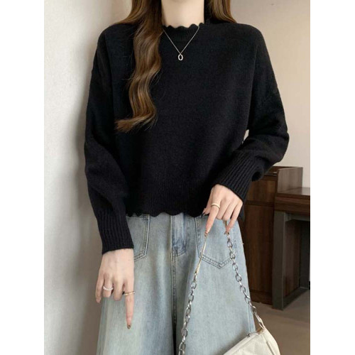 米白色半高領毛衣女秋冬中領針織打底衫洋氣內搭寬松顯瘦短款上衣 米白色半高領毛衣女秋冬中領針織打底衫洋氣內搭寬松顯瘦短款上衣