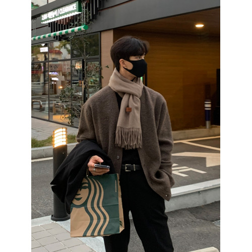 SSUMENAM慵懶風毛衣外套男2024秋冬新款高級感針織開衫設計感小衆 SSUMENAM慵懶風毛衣外套男2024秋冬新款高級感針織開衫設計感小衆