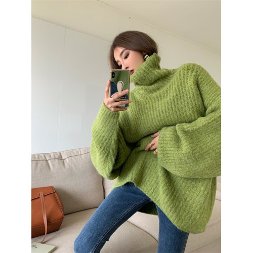 高領加厚套頭慵懶毛衣女中長款2025冬季新款寬松套頭純色針織衫潮 高領加厚套頭慵懶毛衣女中長款2025冬季新款寬松套頭純色針織衫潮