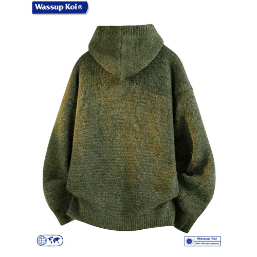 WASSUP KOI日系慵懶風連帽針織開衫毛衣男女寬松休閒加厚保暖外套 WASSUP KOI日系慵懶風連帽針織開衫毛衣男女寬松休閒加厚保暖外套