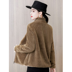 秋冬外套女短款加絨加厚雙面珊瑚絨保暖搖粒法蘭絨衣長袖毛絨內膽