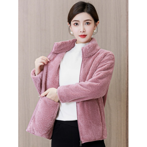 秋冬外套女短款加絨加厚雙面珊瑚絨保暖搖粒法蘭絨衣長袖毛絨內膽 秋冬外套女短款加絨加厚雙面珊瑚絨保暖搖粒法蘭絨衣長袖毛絨內膽