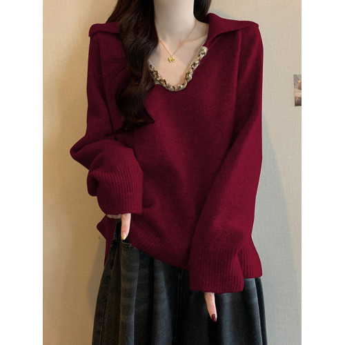 本命年紅色正肩毛衣內搭秋冬2025新款大碼女裝胖mm打底針織衫上衣 本命年紅色正肩毛衣內搭秋冬2025新款大碼女裝胖mm打底針織衫上衣