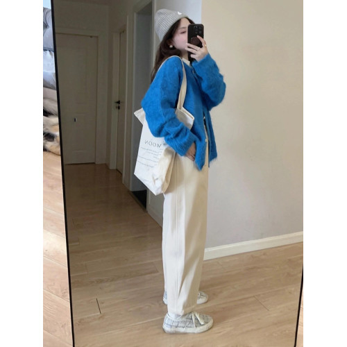 藍色仿水貂絨毛衣外套女秋冬2024新款慵懶風軟糯針織開衫外搭上衣 藍色仿水貂絨毛衣外套女秋冬2024新款慵懶風軟糯針織開衫外搭上衣