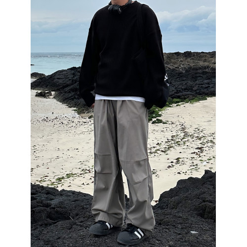 聖誕節本命年紅色慵懶圓領毛衣男打底衫長袖針織衫寬松厚毛織上衣