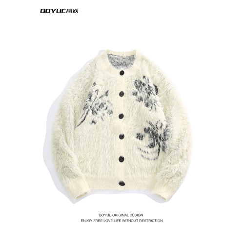 BOYUE帛躍水貂絨蝴蝶開衫毛衣原宿風軟糯休閒甜酷ins男女針織外套